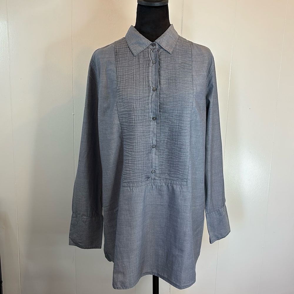 J Crew Pleated Bib Long Sleeve Tuxedo Shirt - Size Large